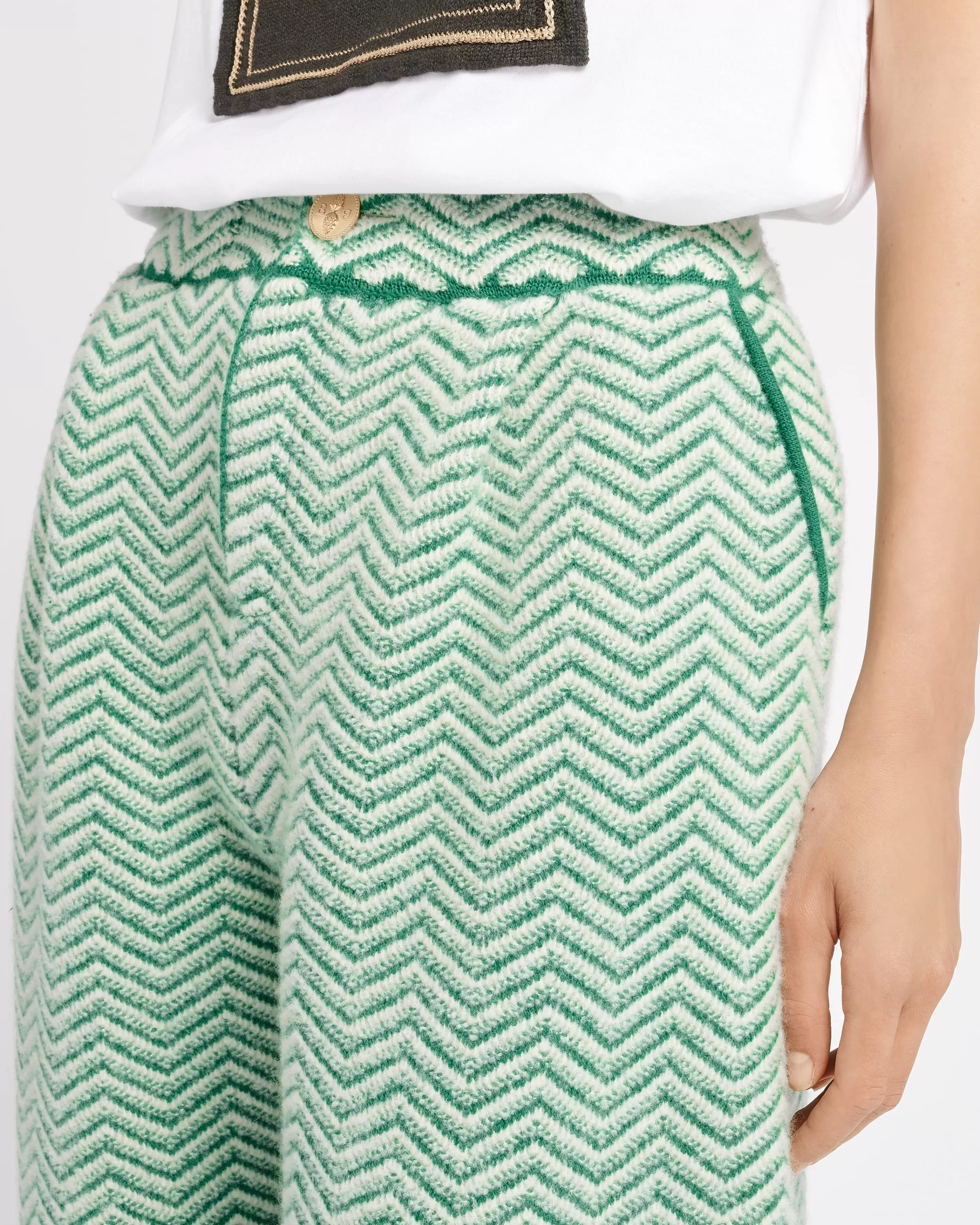 Barrie Trousers In Cashmere, Wool And Silk With A Chevron Motif Cheap