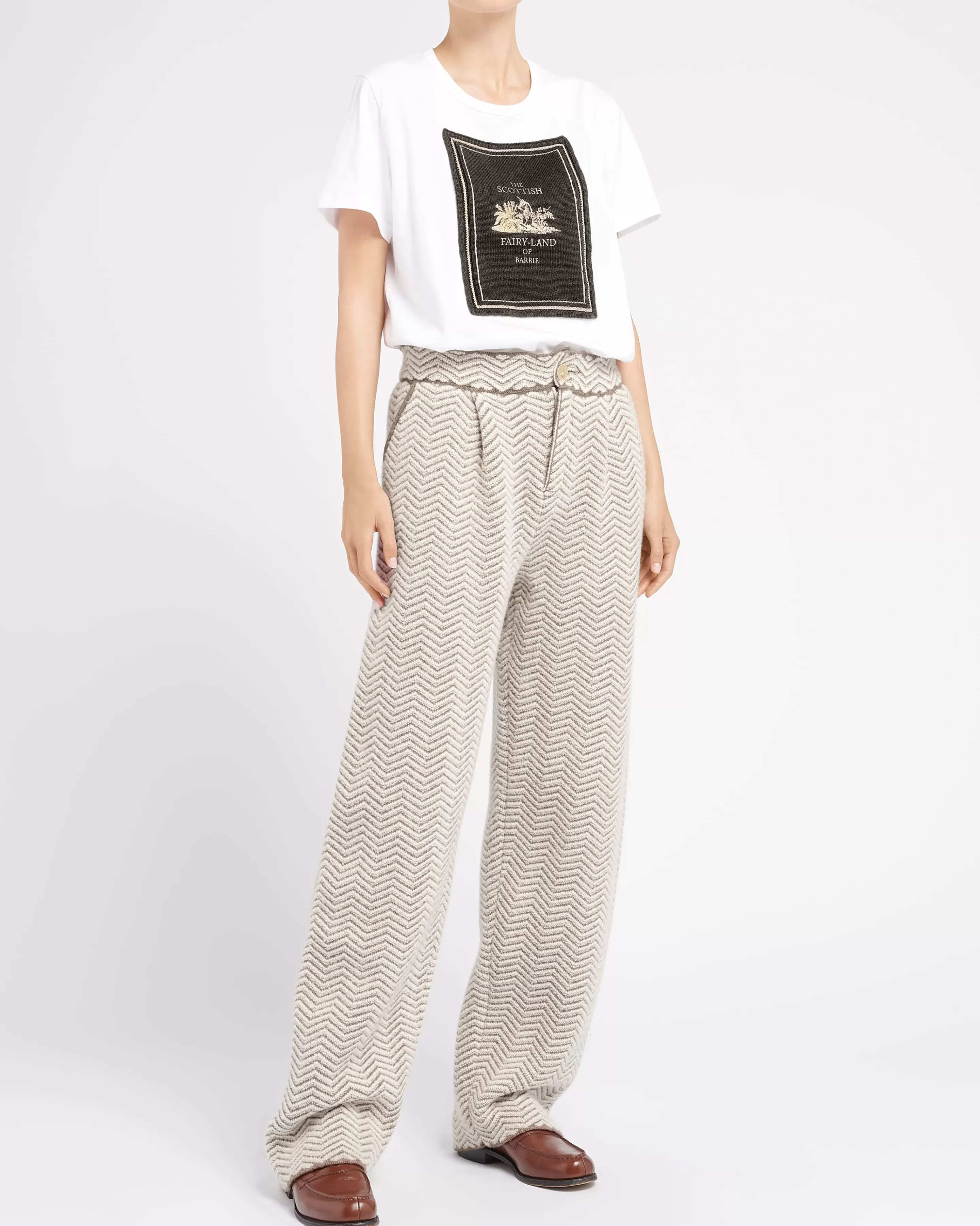 Barrie Trousers In Cashmere, Wool And Silk With A Chevron Motif Cheap