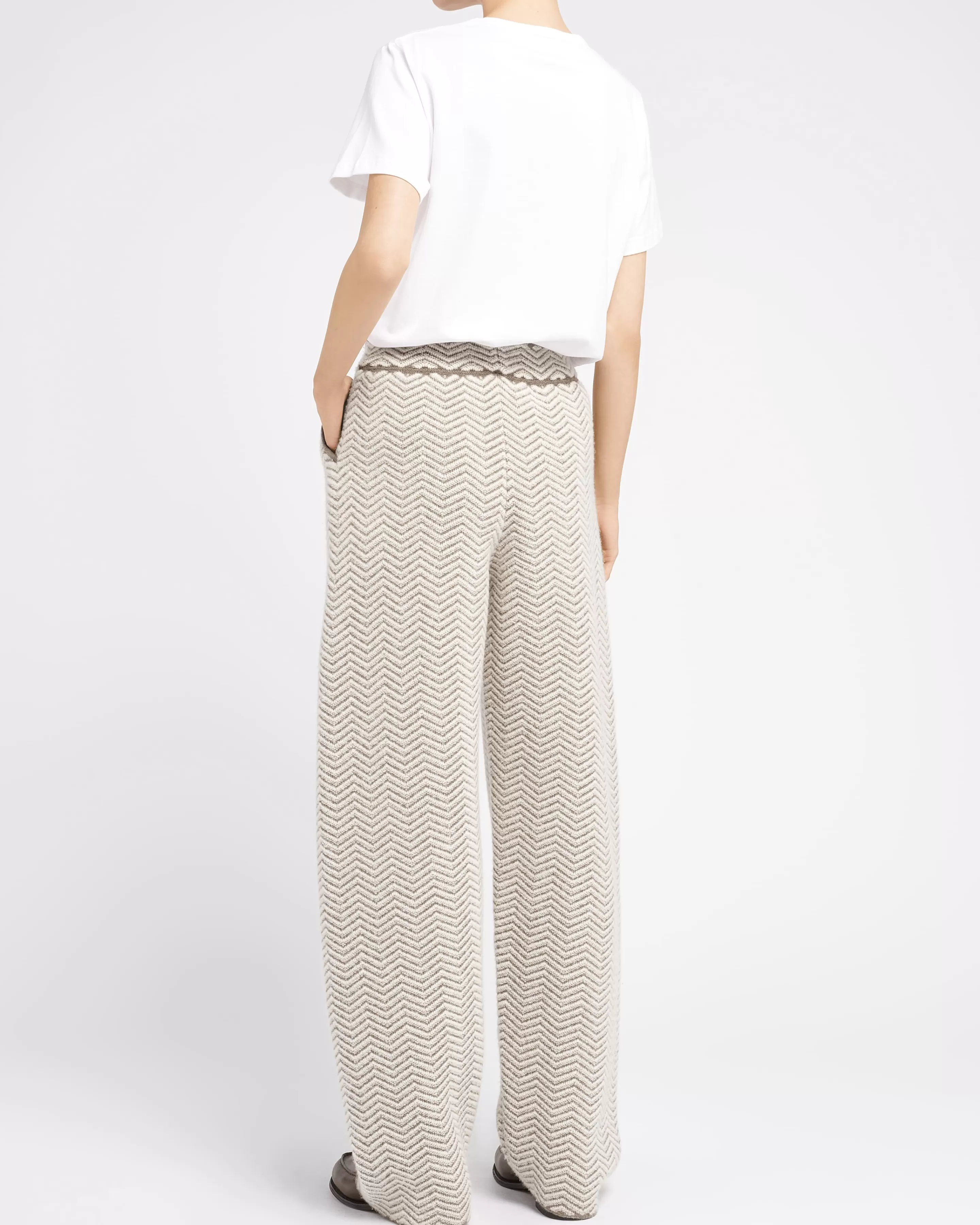 Barrie Trousers In Cashmere, Wool And Silk With A Chevron Motif Cheap