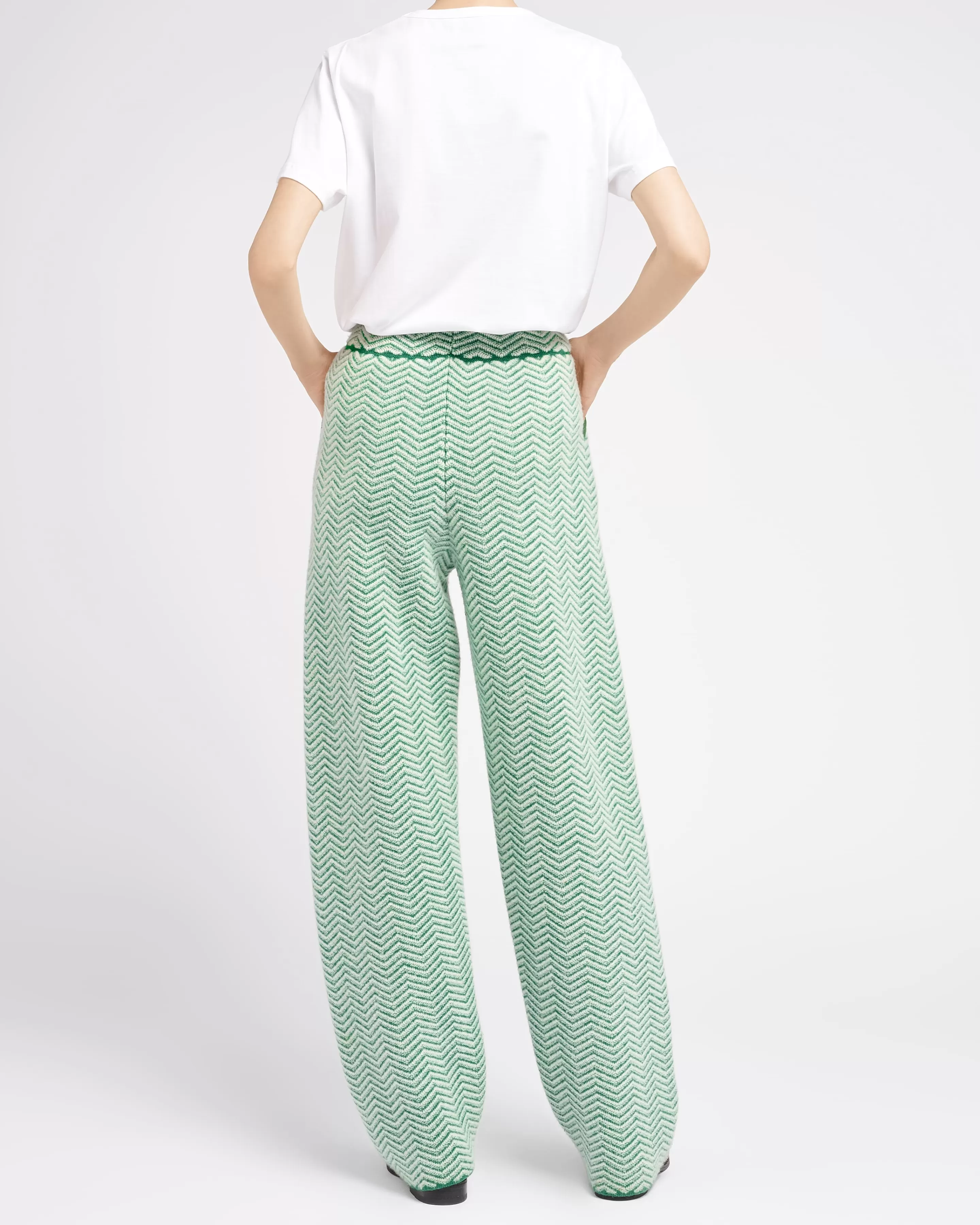 Barrie Trousers In Cashmere, Wool And Silk With A Chevron Motif Cheap