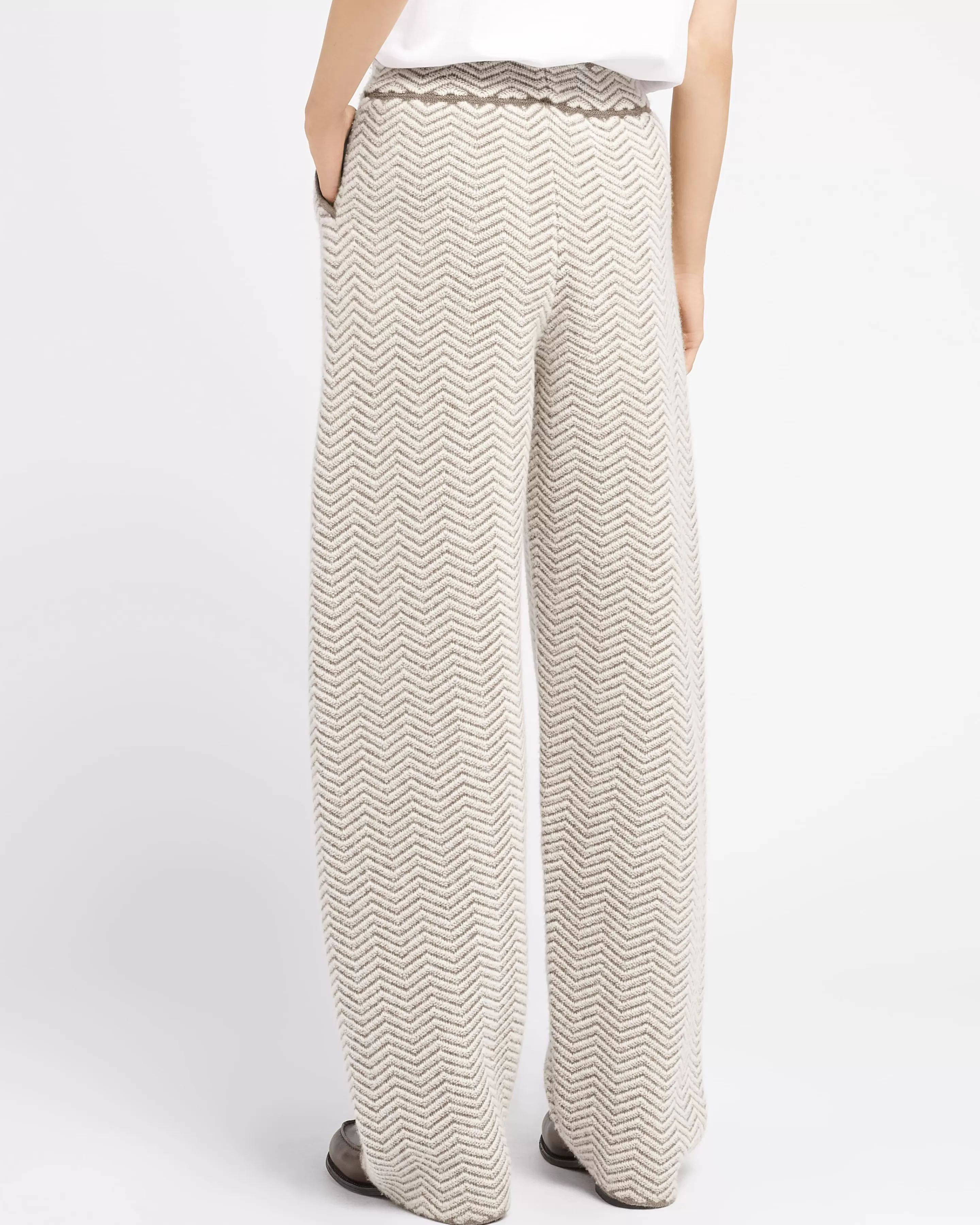 Barrie Trousers In Cashmere, Wool And Silk With A Chevron Motif Cheap